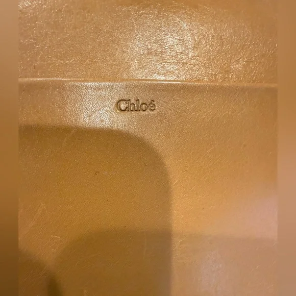 Authentic Chloé Tan Leather Bow Clutch Gold Hardware Flap Envelope Bag - Picture 5 of 14